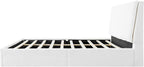 Christopher Knight Home Jamaiya Boucle Upholstered Queen Size Bed Frame with Headboard, Modern Queen Bed Frame and Headboard, Wooden Slats Support, Easy Assembly, No Box Spring Needed, White