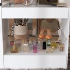Armoire Bedroom Island Wardrobe Closet Island with 8 Drawers & Glass Tabletop, Walk in Closet Island with Drawers, Island Dresser with Display Shelf, for Bedroom White 47.2”W x 23.6”W x 31.5”H