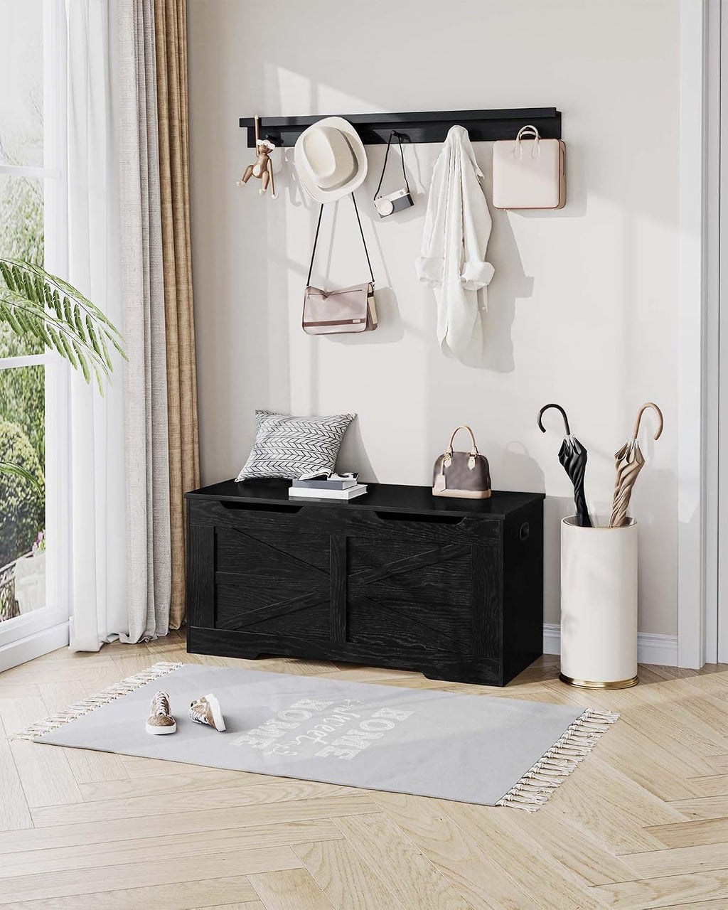 Hzuaneri 39" Modern Storage Chest | 50 Gal | 330lb Seat | Black | Soft-Close Hinges | Stuffed Animal and Blanket Storage for Bedroom, Entryway and Living Room | Easy Assembly | SB03404X