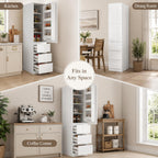 Kitchen Pantry Cabinet, 70.9" Tall Pantry Storage Cabinet with Doors, 3 Drawers, Shelves and Right-Side Door Racks, Freestanding Kitchen Storage Cabinet for Kitchen and Home, White