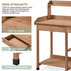 Yaheetech Potting Bench with Sink & Drawer, Outdoor Gardening Table, Brown
