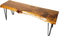 SRL Rustic Logwerks Hairpin Leg Wood Bench - Live Edge Small Bench for Home & Kitchen— Handcrafted Wooden Bench — Rustic Furniture (36”, 3Ft Honey Pine, Black Hairpin Legs)