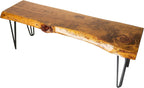SRL Rustic Logwerks Hairpin Leg Wood Bench - Live Edge Small Bench for Home & Kitchen— Handcrafted Wooden Bench — Rustic Furniture (36”, 3Ft Honey Pine, Black Hairpin Legs)