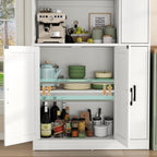 68" Kitchen Pantry Cabinet with Side Drawer, Kitchen Pantry Storage Cabinet | Tall White Pantry with Acrylic Door, Freestanding Food Hutch with Microwave Stand for Dining Room, Kitchen