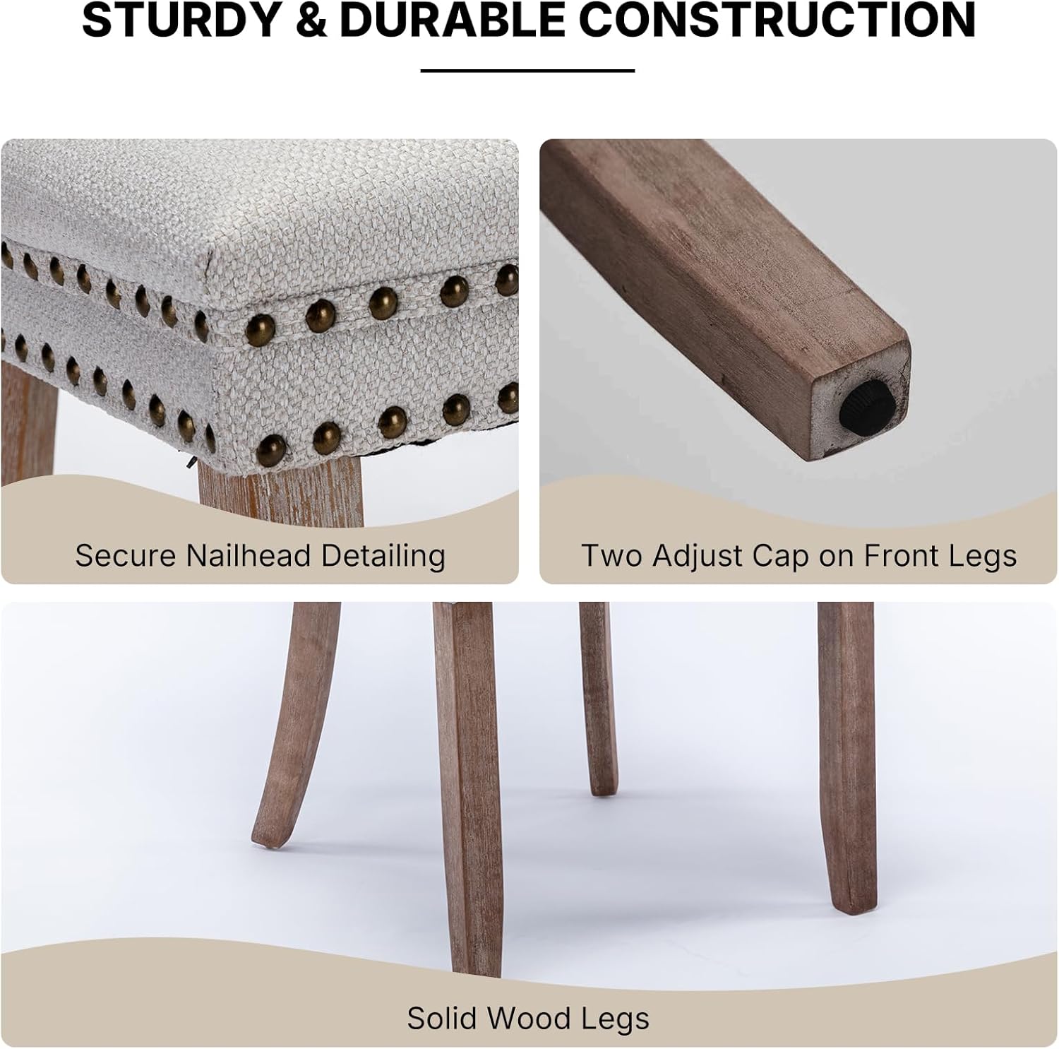 OVENTA Modern Tufted Upholstered Dining Chairs Set of 6, Beige Linen Dining Room Chair with Solid Wood Legs, Sillas de Comedor, Kitchen Chairs (Beige, Linen Set of 6)
