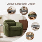 360° Swivel Accent Chair Set of 2, Comfy Upholstered Barrel Chairs with Pillow, High Back for Bedroom Living Room, Reading Room,Moss Green