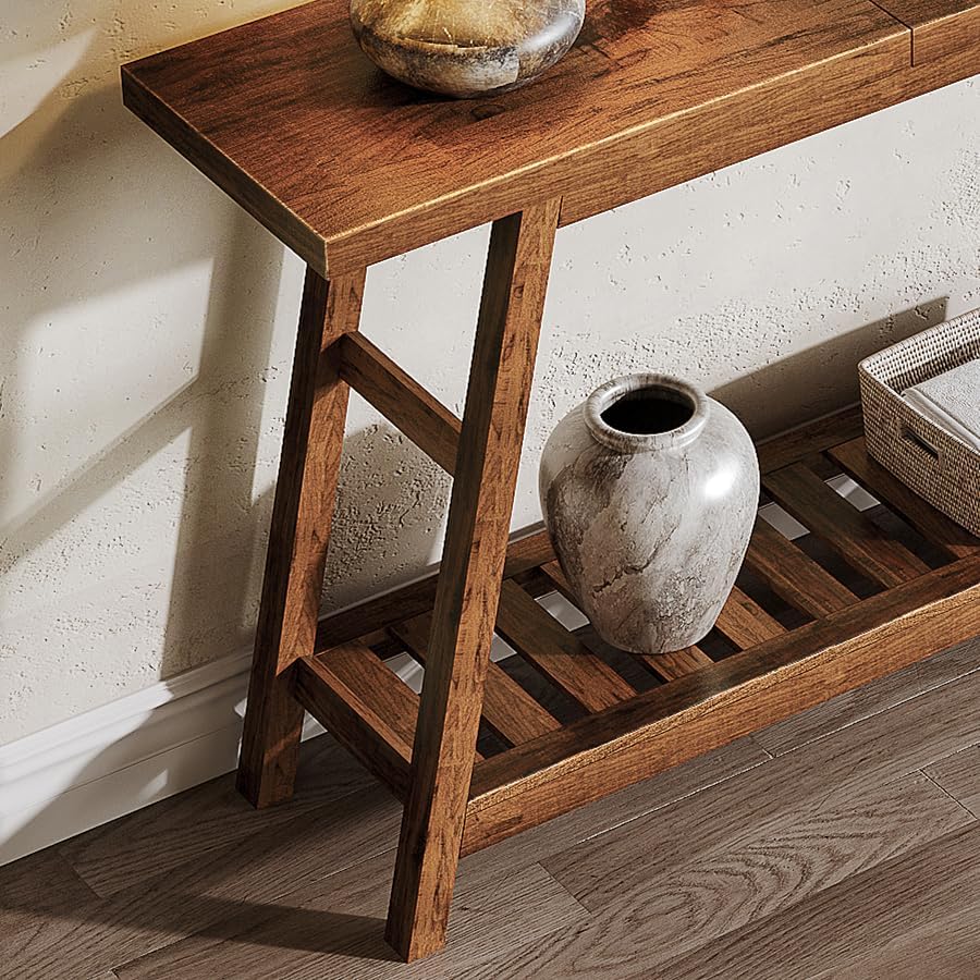 ChooChoo 70.9 Inch Long Console Tables for Entryway, Hallway Table, 2-Tier | Narrow Sofa Table, Behind Couch Table for Living Room, Walnut