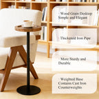 YYW Drink Table, 7.87" Round Side Table, Small Pedestal Side Table, Circle End Table with Metal Base, Martini Tables for Small Spaces, Living Room, Bedroom (Walnut Brown)