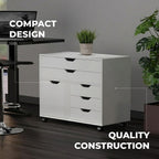 Winsome Halifax Mobile Storage Cabinet with 1 Door & 5 Drawers, White | Stylish & Functional Home Storage Cabinet for Filing, Kitchen Organization, Moveable Furniture for Office, Dorms, Apartments