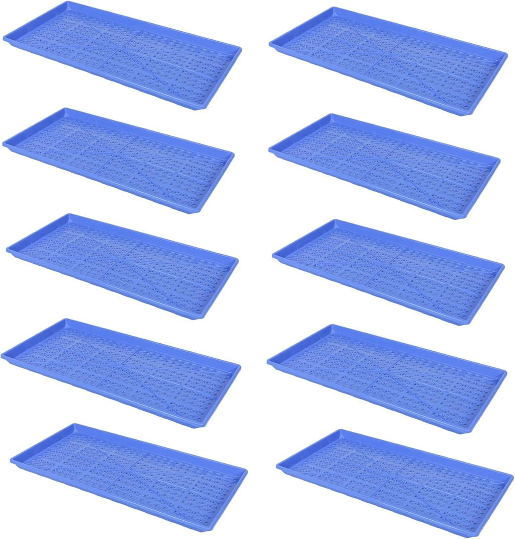SUNPACK 10" x 20" Heavy Duty Mesh Plastic Seed Starting Tray, Blue, 1" (Pack of 10) - Ensures Water Drainage and Aeration, Perfect for Greenhouses or Indoor Gardening