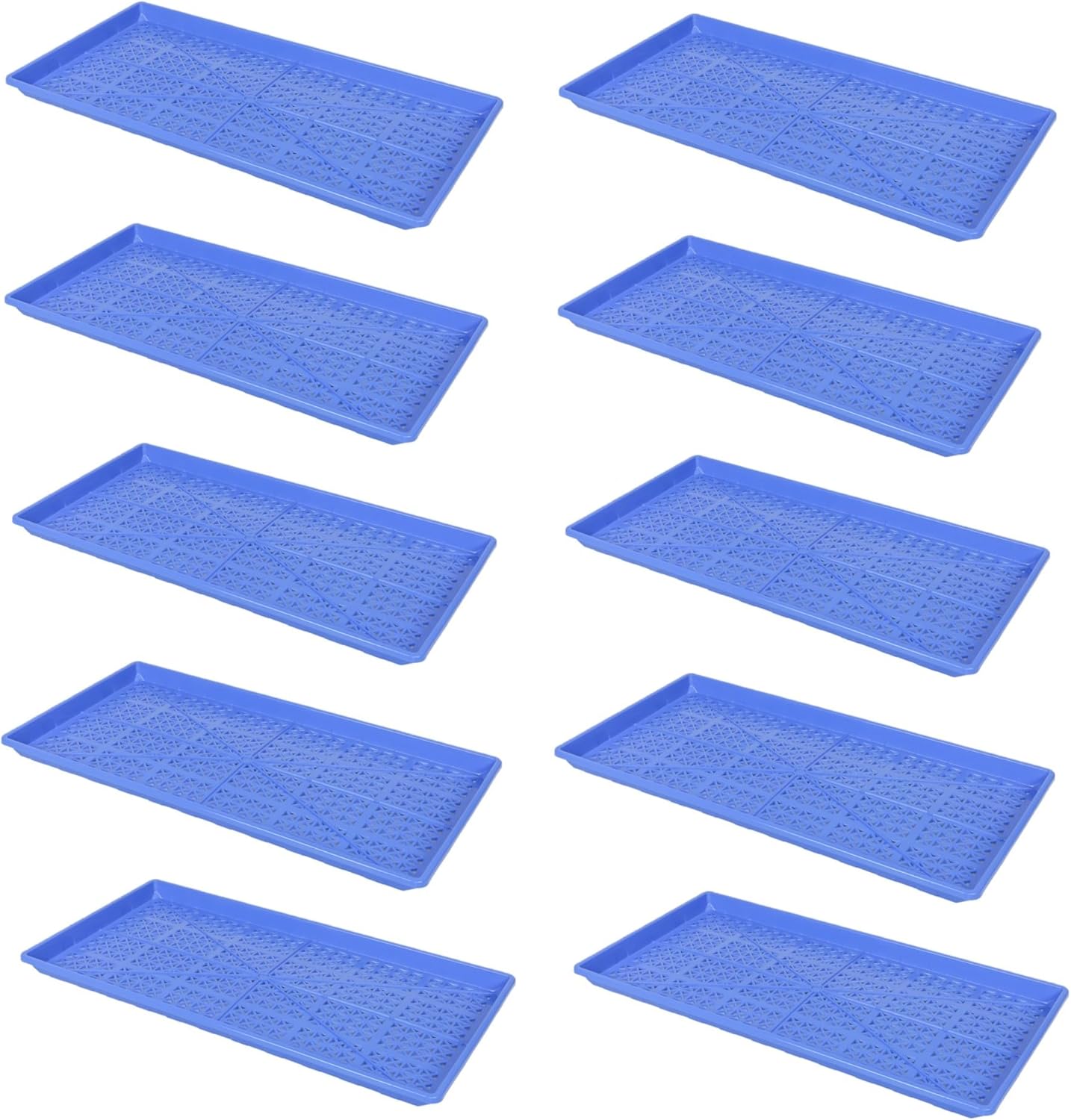 SUNPACK 10" x 20" Heavy Duty Mesh Plastic Seed Starting Tray, Blue, 1" (Pack of 10) - Ensures Water Drainage and Aeration, Perfect for Greenhouses or Indoor Gardening