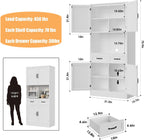HOSTACK 71" Tall Kitchen Pantry Storage Cabinet, Wood Kitchen Hutch, White | Modern Pantry Cabinet with Microwave Stand, Hutch Cabinet with Countertop & Drawers, Storage Cabinet for Living Room