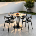 Table with 4 Chairs for Small Spaces, Pedestal Base Table | Easy Maintenance，UV Protection，Single-pedestal square dining table，Stackable for Easy Storage