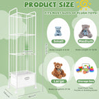 Stuffed Animal Storage, Metal Stuff Animals Zoo Holder with Fabric Drawer and Wheels Tall Vertical Plushies Toy Organizer Plush Storage Cage with Elastic Band for Nursery Playroom Corner