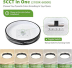 Modern Dimmable Ceiling Light Fixture,5CCT in One LED Flush Mount Kitchen Lights,Round Close to Ceiling Lamp for Bedroom Living Room Hallway Entryway Laundry Room Bathroom(Black,15.75 in,ETL Listed)