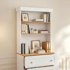 71" Tall Modular Farmhouse Bookcase with Drawers,Expandable Wooden Storage Cabinets for Home Office and Study Room，White