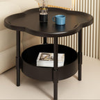 2-Tier Side Table with Removable Tray, Modern Small Coffee End Table for Living Room, Bedroom, Balcony, Indoor Outdoor Use (Black, One Size)