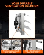 JVO 14" Shutter Exhaust Fan - 1520 CFM, Wall-Mounted for Greenhouses, Attics, Garages & Chicken Coops. Ideal Attic Fan, Greenhouse Vent & Coop Exhaust for Powerful Ventilation & Cooling