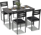 Garvee 5 Piecs Dining Table Set, Farmhouse Style Dining Table and Chairs Set for 4, Dining Set for Dining Room Kitchen Apartment, Black