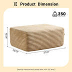 37" Plush Corduroy Ottoman, Upholstered Cloud Ottoman for Couch in A Box, Compressed Memory Foam Footrest No Assembly Require, Beige