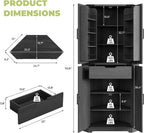 Dripex 71" Black Farmhouse Corner Pantry Cabinet with LED Light, Tall Storage Cabinet with Doors & Adjustable Shelves, Food Pantry for Kitchen, Living Room, Dining Room