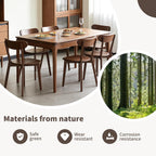 Walnut Solid Wood Dining Chairs Set of 6 – FAS-Grade North American Oak, Mid Century Modern Curved Back, 400 lbs Heavy Duty for Restaurant, Kitchen & Home