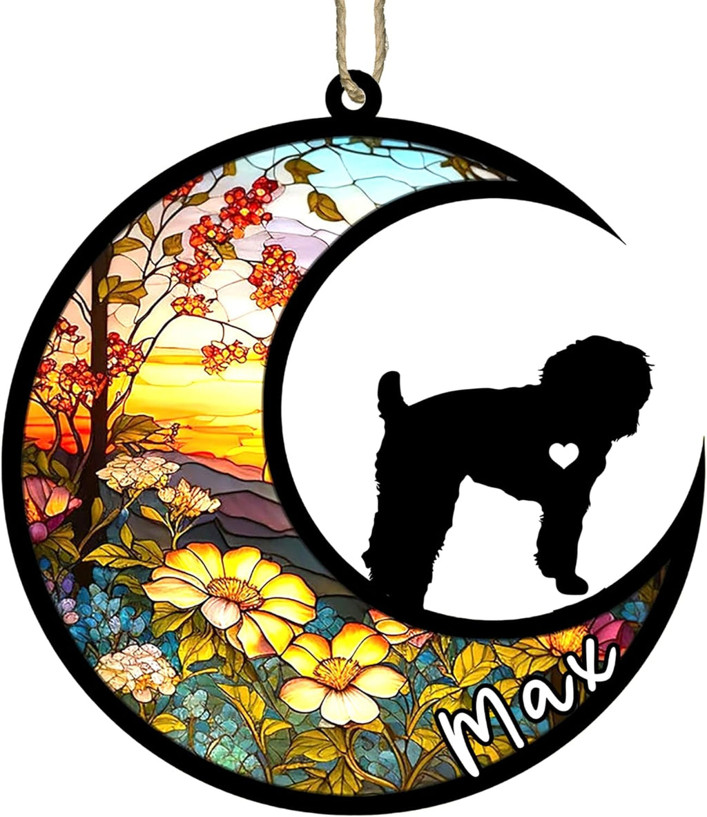 Personalized Dog Memorial, Custom Name Schnoodle Dog Christmas Ornament with Name, Custom Breeds, Pet Loss Light Catcher, Gifts for Lovers Loss of Pet Sympathy on Mothers Day Christmas
