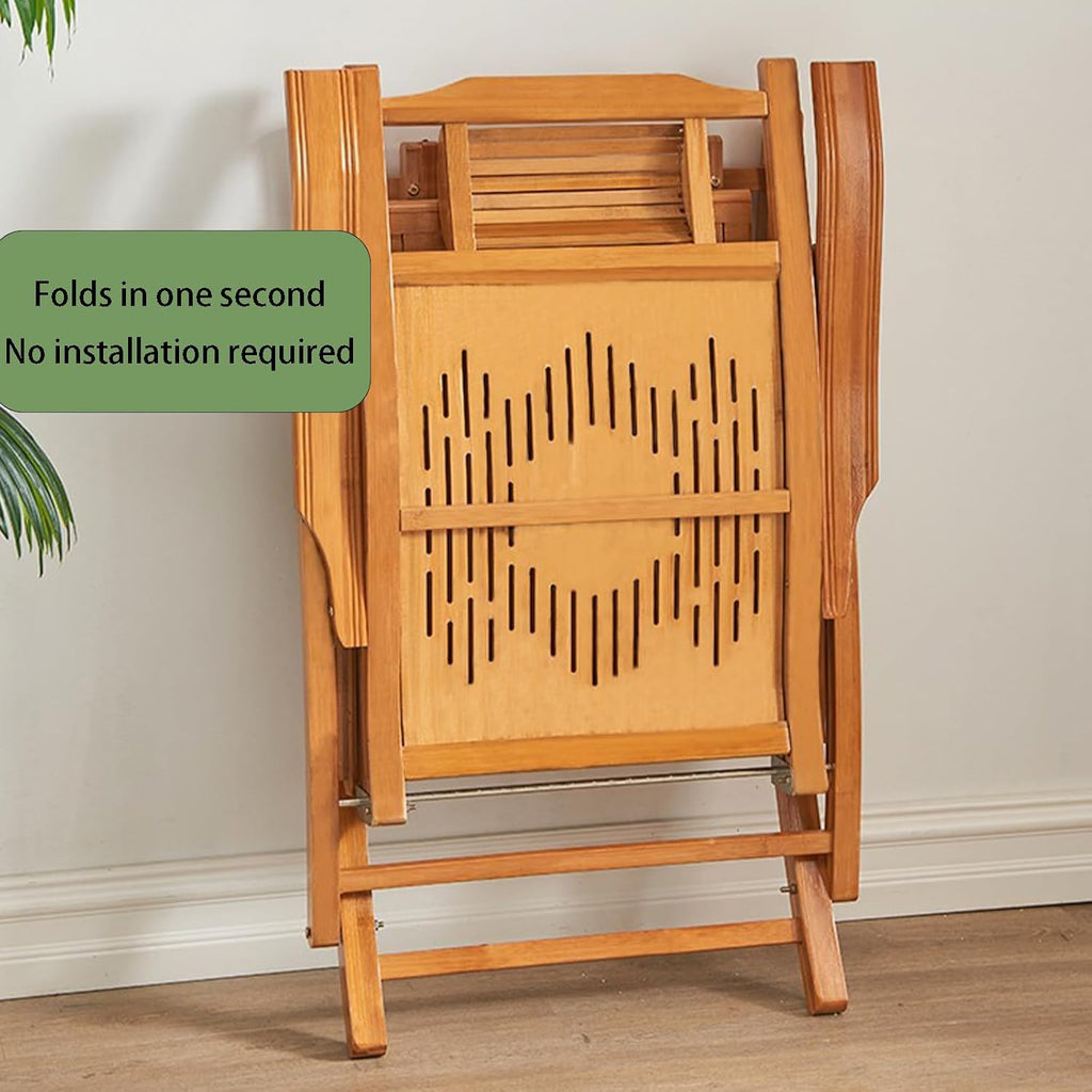 Bamboo Rocking Chair with headrest and footrest, Foldable and Requires no Assembly, Suitable for Living Rooms, Balconies, Gardens, and Outdoors Primary Color