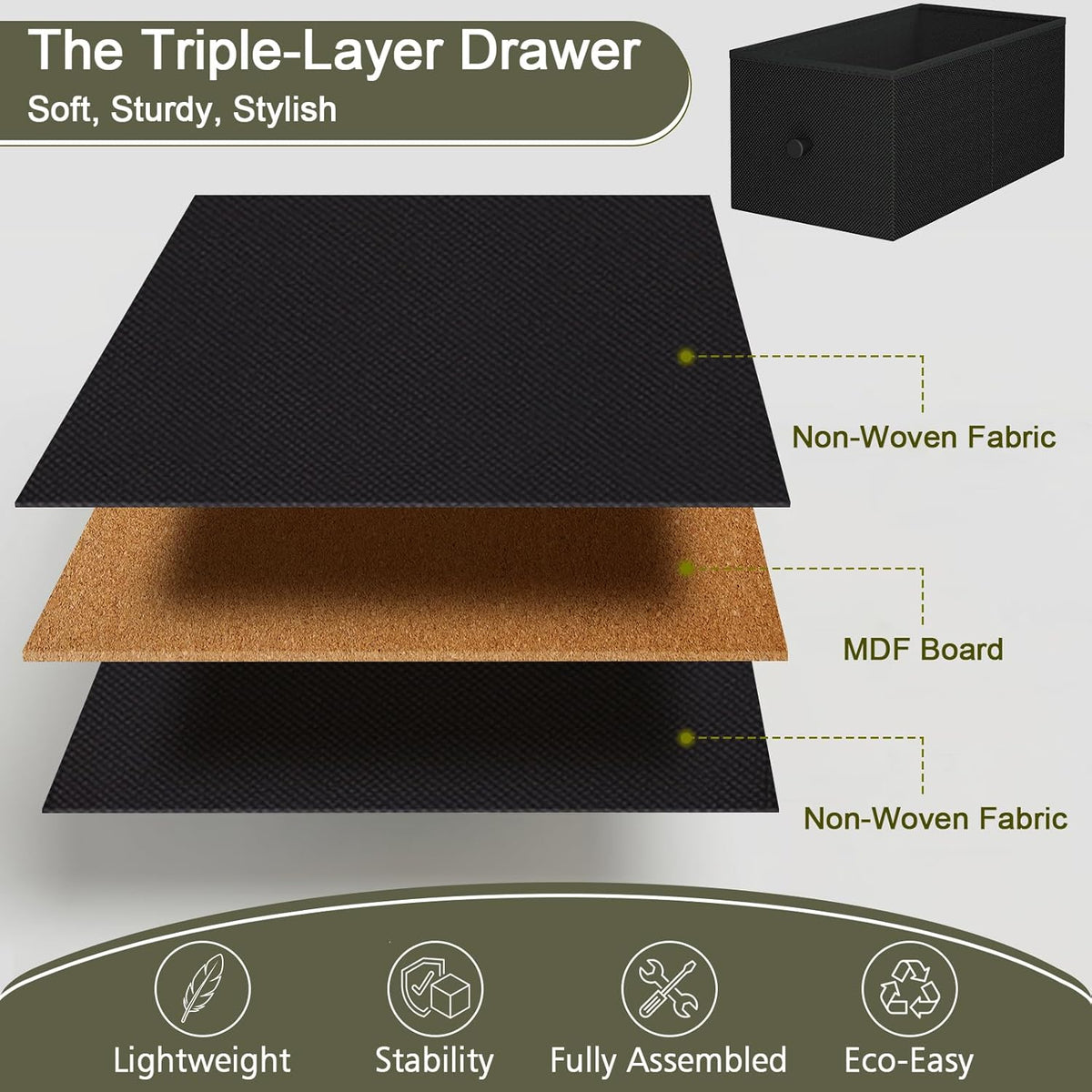LOAKEKEL Narrow End Table Living Room with Charging Station, Skinny Side Table with Fabric Drawers, Slim Nightstand for Bedroom, Small Spaces, Couch, Black, HETNDP02BK-1