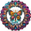 Cross Wind Spinner, Metal Wind Spinners Outdoor/Indoor, Cross Butterfly Hanging Garden Decor for Outside, Stainless Wind Spinners for Yard and Garden 10 inch 3D (25X24.95 CM)