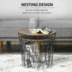 Nesting Tables Set of 2 with Storage, Round Accent Side Tables for Living Room and Bedroom