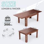 PatioPerk 54.3" to 84.5" Rectangular Extendable Dining Table, Solid Wood Expandable Kitchen Table with Hidden Leaf, Space Saving Dining Table for 4-8 People, Modern Dining Room Table(Bright Brown)