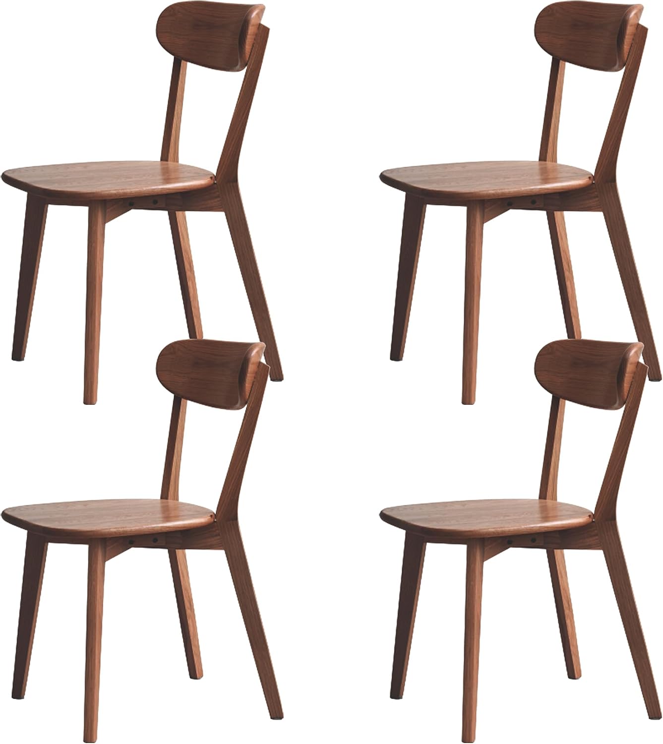 Modern Dining Chairs Set of 4, Solid Oak Wood Dining Chair with Comfortable Backrest, Sturdy Wooden Chairs for Kitchen, Dining Room