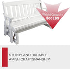 Amish Casual Heavy Duty 800 Lb Mission Pressure Treated Porch Glider (4 Foot, Semi-Solid White Stain)