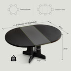 Feonase 43.3-59" Round Extendable Dining Room Table for 4-6, Modern Oval Kitchen Table with Heavy Duty Base, Dining Table for Kitchen Living Room, Easy Assembly, Noise-Free, Matte Black