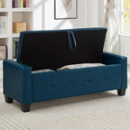 Storage Bench for Bedroom – Upholstered Tufted Ottoman Bench with Legs, 48" Faux Leather Ottoman with Storage with Safety Hinge, End of Bed Benchs for Bedroom Living Room Entryway