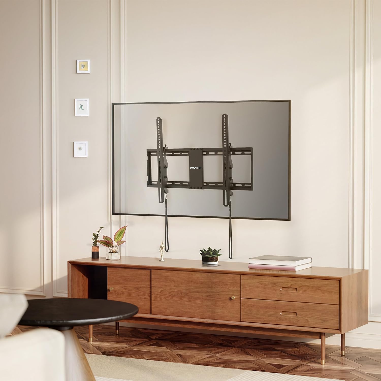 Mount-It! Tilting TV Wall Mount Bracket for 42-80 Inch TVs | Universal TV Mount with Low Profile Design, Supports 110 lbs | Quick Release Lock | Fits 16" & 24" Studs | Max VESA 600x400mm