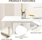 Extendable Dining Table for 4-6 People,70.86''Modern Space-Saving Kitchen Table with Metal Legs,Foldable Rectangular Conference Table for Living Room & Kitchen Meetings(White)