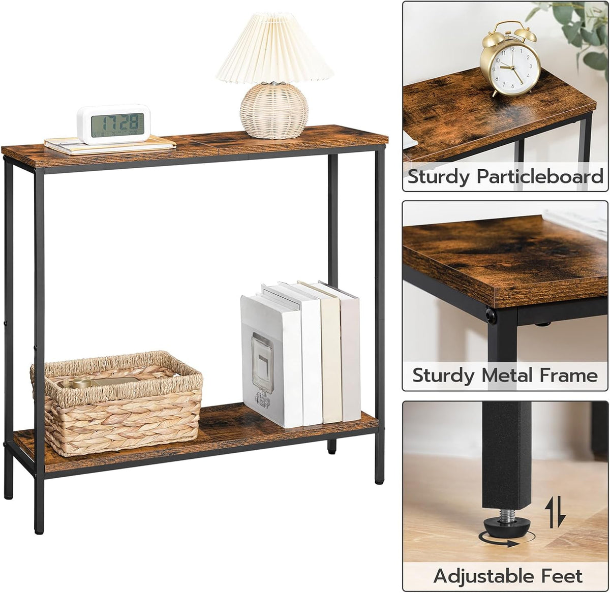 HOOBRO 29.5" L Narrow Console Table, 8.7" D Small Entryway Table | Sofa Table Behind Couch with 2-Tier Storage Display Shelves for Hallway, Foyer, Living Room, Bedroom