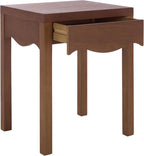 SAFAVIEH Home Collection - Kannie Dark Oak Accent Table, 1 Drawer Side Table, Scalloped Apron Detail, Fully Assembled (ACC6614A)