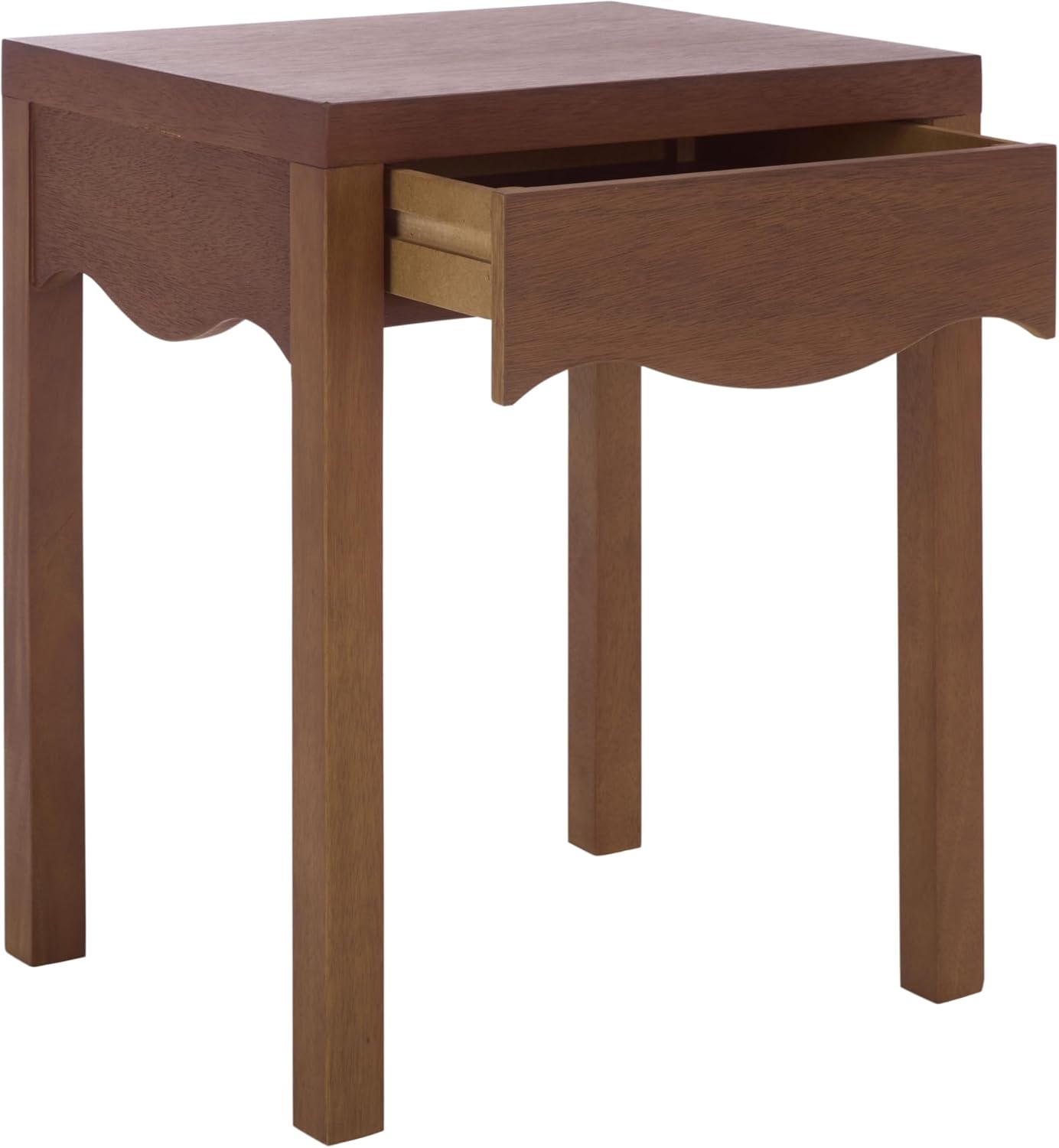 SAFAVIEH Home Collection - Kannie Dark Oak Accent Table, 1 Drawer Side Table, Scalloped Apron Detail, Fully Assembled (ACC6614A)