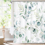 MitoVilla Sage Green Extra Long Shower Curtain 72 x 84, XL Spring Floral Fabric Cloth Shower Curtains for Chic Modern Bathroom Decor, Summer Watercolor Eucalyptus Leaf Shower Curtain