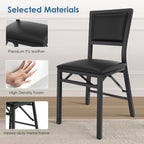 VECELO Folding Dining Chairs Set of 4, Metal Padded Foldable Seating with Comfortable Faux Leather, Space-Saving Portable Guest Seats for Kitchen & Office, No Assembly, Black
