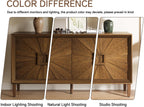 Large Buffet Sideboard Cabinet with Storage,60" Modern Cedenzas Buffet Table American Farmhouse Charm Cabinet with 4 Symmetrical Sunburst Doors for Living Room Hallway, Antique Brown