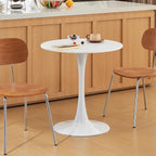 Round Dining Table, 27.6" Circle Tulip Table with Thickened Tabletop & Metal Pedestal, Mid Century Modern Bistro Table for Kitchen, Small Places, Living Room, Cafe (White)