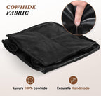 Leather Ottoman,Handmade Stuffed Square Ottoman,Genuine Leather Pouf, Foot Rest Pouf,Comfortable Soft Seating for Living Room & Bedroom (Black, Square)