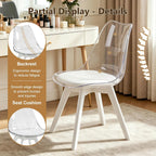 Dining Chairs Set of 4, Mid Century Modern Dining Room Kitchen Chairs with Curved Back & Wooden Legs, Upholstered Padded Seat Accent Chairs for Dining Room, Kitchen, Living Room