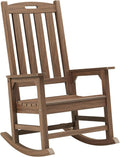 Psilvam Oversized Outdoor Rocking Chair, HDPE Porch Rocker (Dark Brown) | High Back Rocking Chairs for Adult, 350lbs Weight Capacity, All-Weather Patio Rocker for Garden Balcony