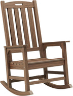 Psilvam Oversized Outdoor Rocking Chair, HDPE Porch Rocker (Dark Brown) | High Back Rocking Chairs for Adult, 350lbs Weight Capacity, All-Weather Patio Rocker for Garden Balcony
