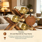 Premium Pinewood Wine Rack, Elegant 4-Bottle Countertop Wine Holder with Cross Design, Sustainable Natural Wood Wine Storage for Modern Homes, Bars & Kitchens (White)